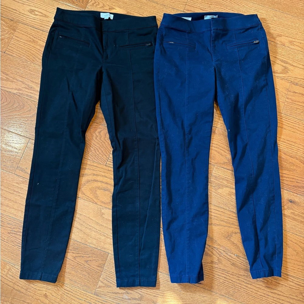 LOFT Skinny Ankle Pants Lot – Black & Navy – Size 2 – Work Office Modern Classic